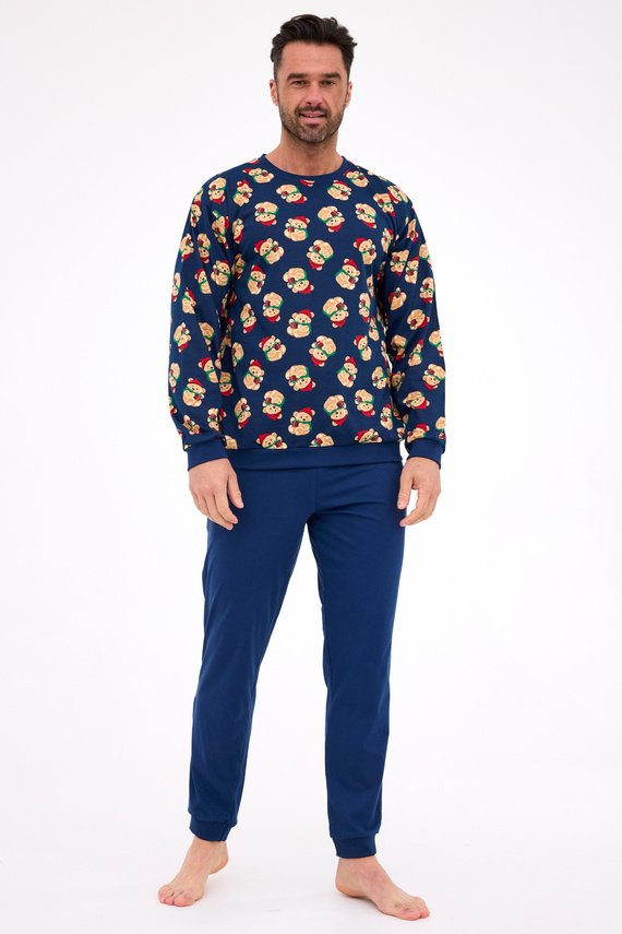 Cornette Teddy 6 457/293 – męska piżama świąteczna z nadrukiem misia