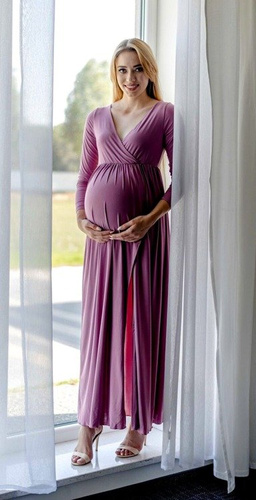 111 Sukienka maxi z rękawem 3/4 MIRACLE- brudny róż 