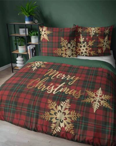 Pościel świąteczna 5301 A Merry Christmas Detexpol czerwony