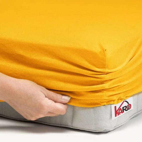 Prześcieradło Jersey z gumką KARO - żółty