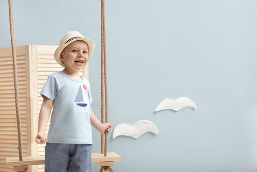 T-shirt chłopięcy z krótkim rękawem Sailor Pinokio - niebieski