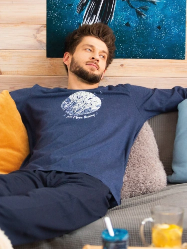 Piżama Męska MNS 625 Key - granatowy