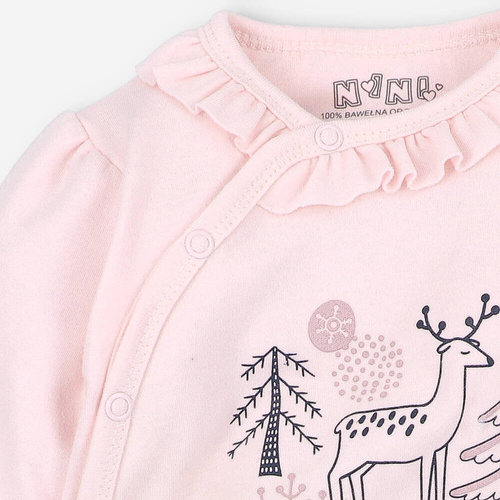 Pajacyk z bawełny organicznej Jelonki Nini różowy