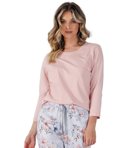 Piżama damska 1522 Róża Leveza pudrowy róż