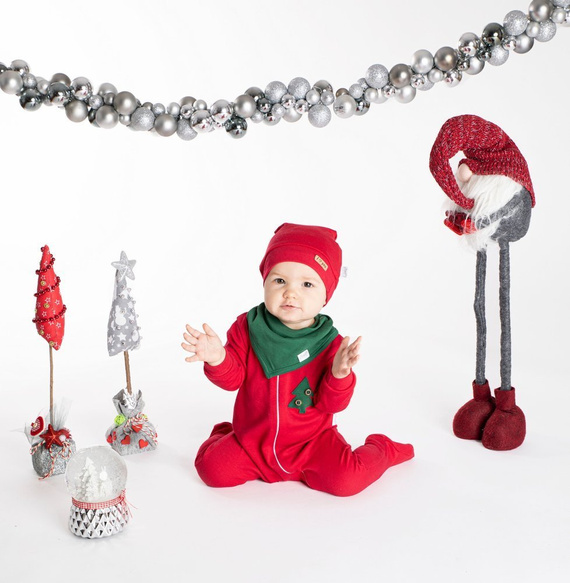 163070 Komplet czapka, apaszka i pajac "Magia Świąt" Nicol - bordo