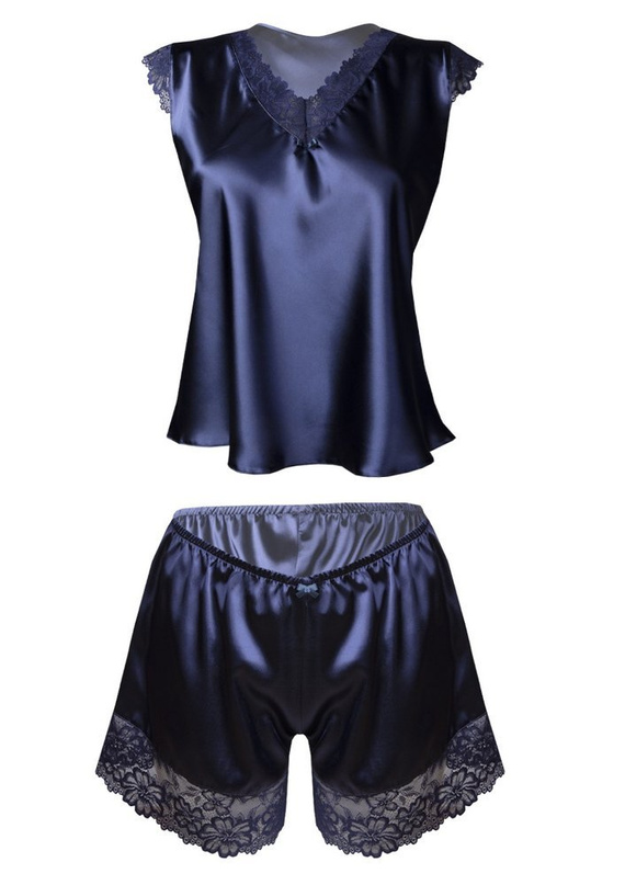 Piżama Damska Satynowa Skaylor DKaren - granat