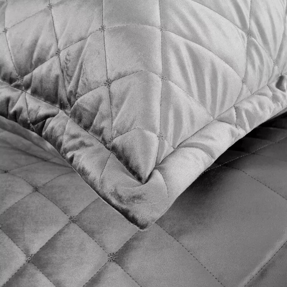 Eurofirany Ria 6 narzuta welurowa pikowana dekoracyjna srebrny