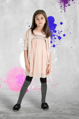 Rajstopy Dziewczęce 2323   Knittex - nero bianco