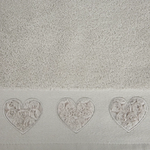 Ręcznik Kamila serca wypełnione różyczkami Eurofirany srebrny 