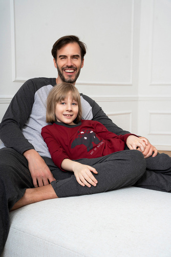 Piżama dla chłopca Morten Italian Fashion bordowy/c.melanż 