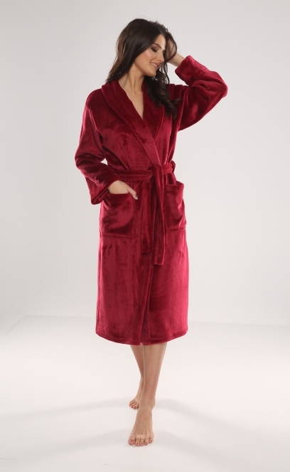 Długi Szlafrok damski 628 Abigail Forex - bordo