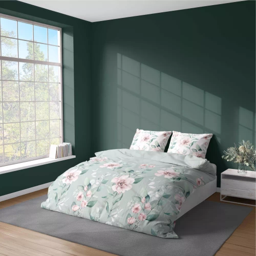 Pościel z mikrofibry kwiatki 5035 A Detexpol miętowy 