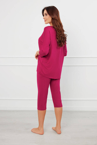 Piżama Damska 3/4 rękaw, 3/4 spodnie Natura Italian Fashion - wino 