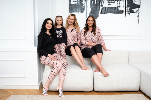 Piżama Damska długi rękaw, długie spodnie Bonilla Italian Fashion- czarny/druk 