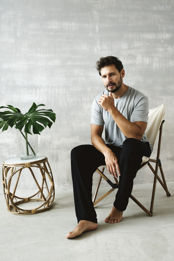 Piżama Męska z krótkim rękawem i długimi spodniami Dallas Italian Fashion - melanż/czarny