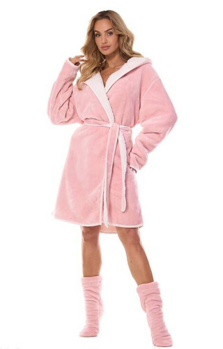 Szlafrok damski 2417 Sara L&L różowy pudrowy