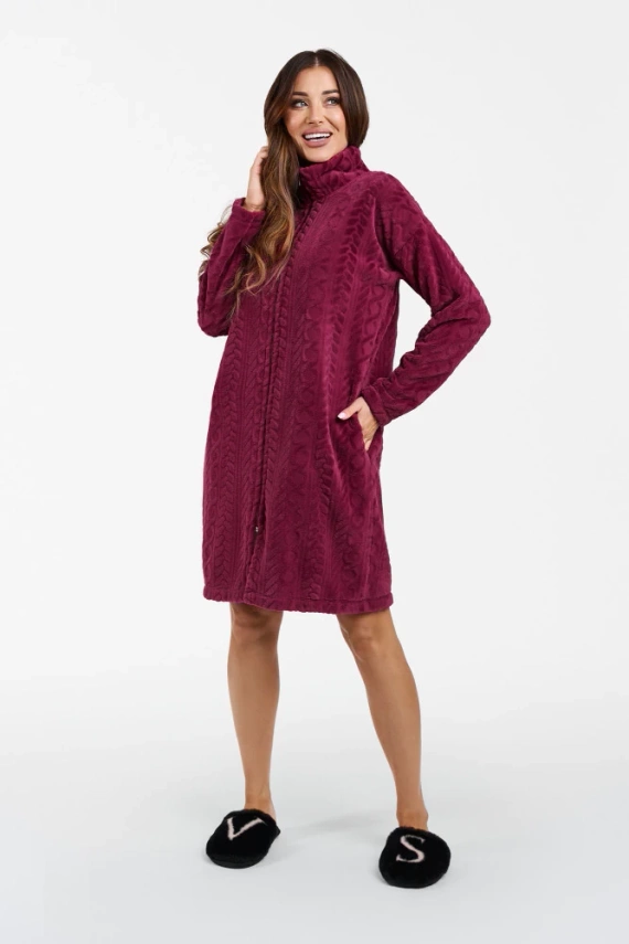 Szlafrok damski na zamek Rena Italian Fashion - bordowy