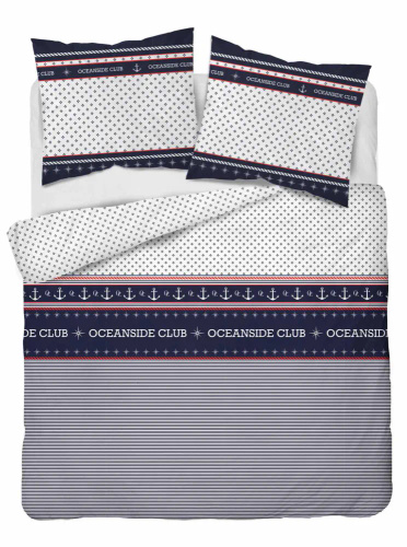 Pościel satynowa marynarska 4920 A Home Satin Detexpol granatowy 