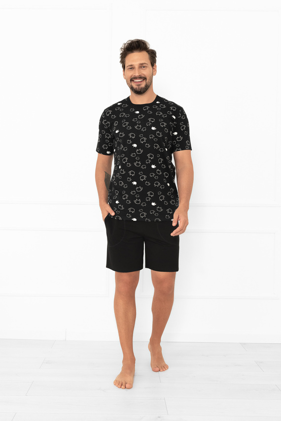 Italian Fashion Męska piżama Wito – bawełna MEGA SOFT, koszulka + szorty