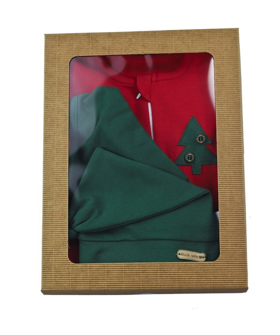 163070 Komplet czapka, apaszka i pajac "Magia Świąt" Nicol - bordo