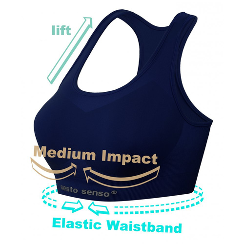 Biustonosz sportowy top CL14 Sesto Senzo granatowy
