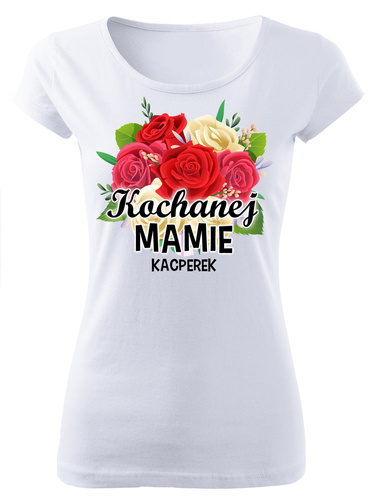 Koszulka damska Dzień Mamy "Kochanej mamie + imię" Moocha biały