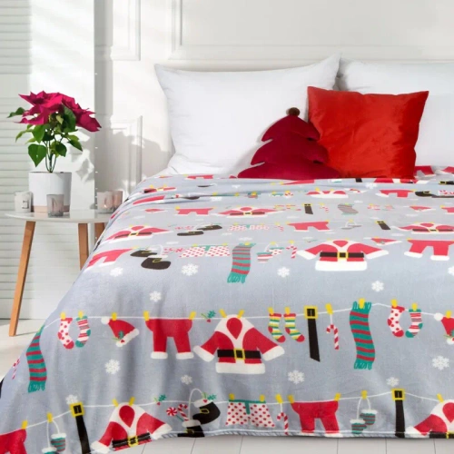 Koc świąteczny Strój mikołaja 13 Eurofirany srebrny 