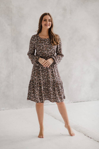 Sukienka ciążowa i do karmienia Lovely Dress Milk&Love  czarna w kwiatuszki