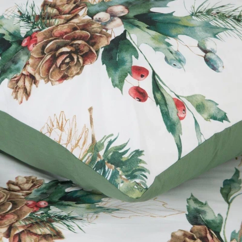 Pościel świąteczna stroiki Pino Eurofirany biały/zielony