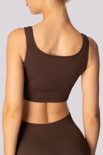Top biustonosz sportowy Ribbed prążek Mona caffe