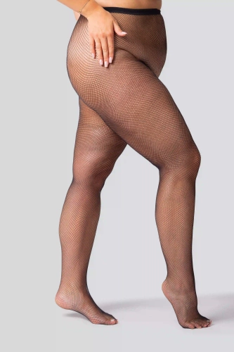 Rete Rajstopy kabaretki Queen Size – czarne, małe oczka, eleganckie i wygodne