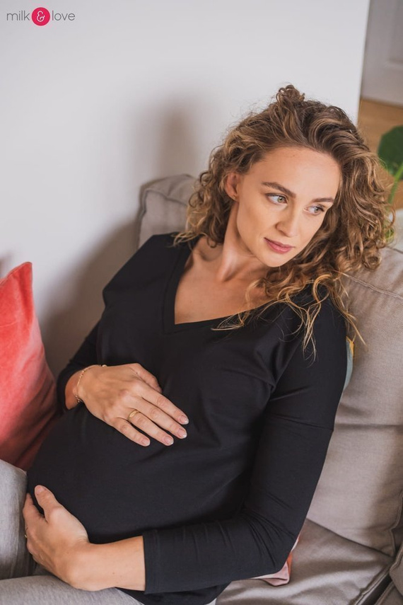 Bluzka ciążowa i do karmienia z rękawem Two Ways Milk&Love czarny