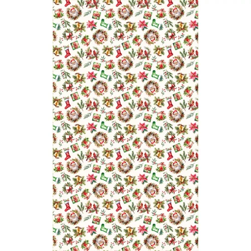 Czerwony obrus świąteczny C03 Markizeta – wodoodporny z wykończeniem chmurka