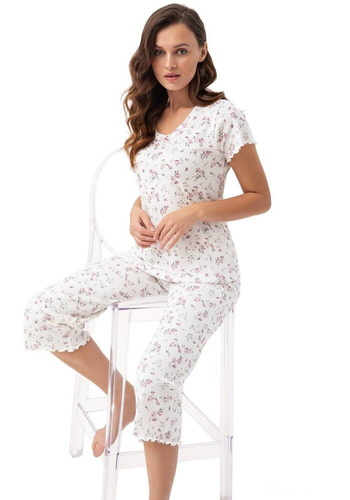 Piżama Damska 666 LUNA- różowe kwiatki