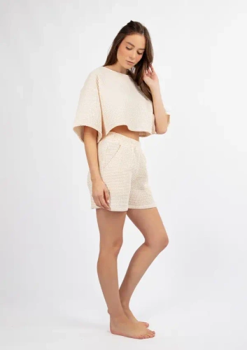 Komplet bawełniany DK-K-W01 Dkaren - ecru