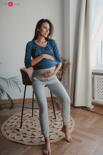 Dresowe spodnie ciążowe Milk&Love jasny szary melanż