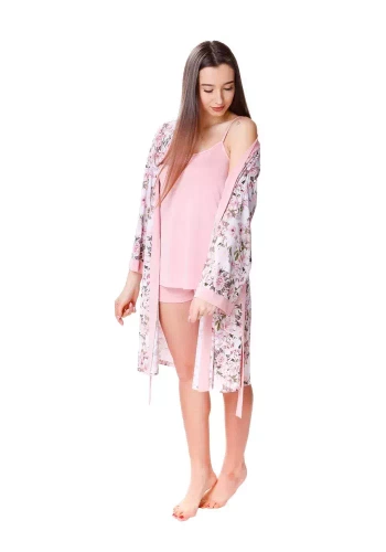 Piżama damska na ramiączkach 86463 Kamelia Mewa ciemny różowy