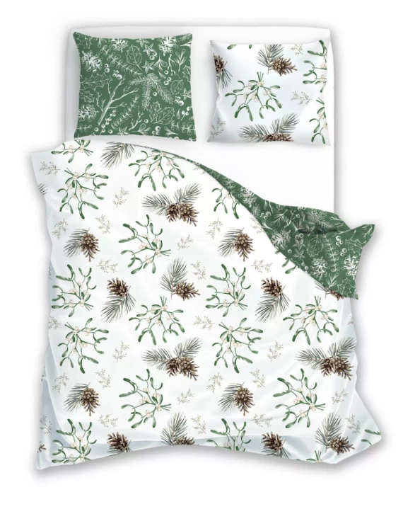 Scandic 068 Scandic Faro biała granatowa renifery  – pościel świąteczna dwustronna, bawełna 100%, komplet