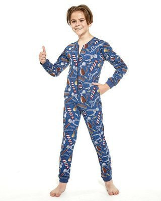 Cornette Piżama Chłopięca Kombinezon 185,186/125 Barber Cornette - jeans