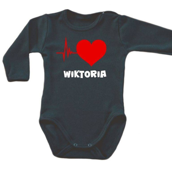 "Puls serca" body długi rękaw Moocha biały