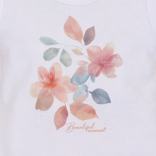 Bluzka z bawełny organicznej Kolorowe kwiatki Nini biały 