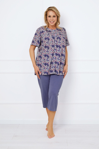 Piżama Damska i do karmienia krótki rękaw, 3/4 spodnie Bonaria Italian Fashion - druk/jeans