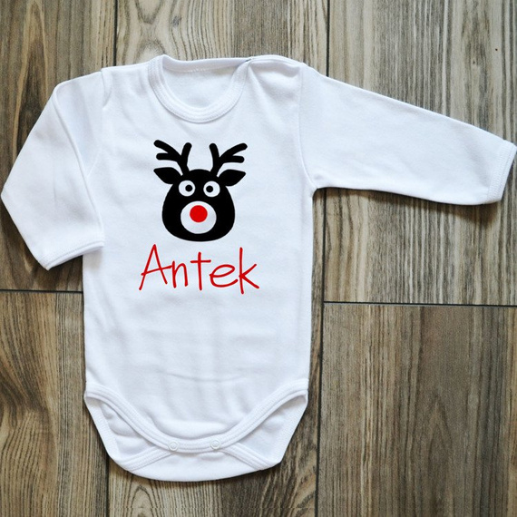 Body długi rękaw " Reniferem z imieniem" Moocha czarny