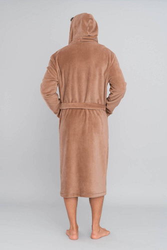 Szlafrok męski z kapturem Mimas Italian Fashion- camel 