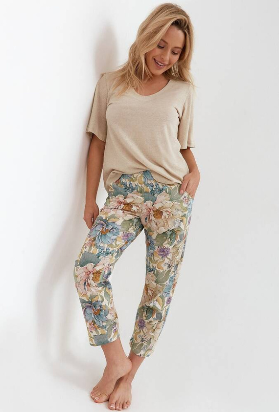 Piżama damska rozpinana 269 Cana- beżowy