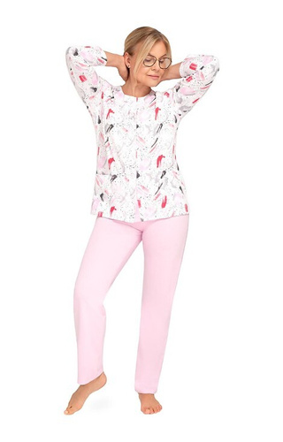 Martel Maria III 202 – piżama damska rozpinana 100% bawełna-31 różowa