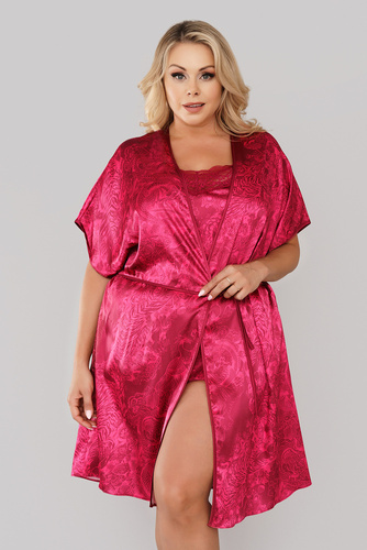 Szlafrok Damski Impresja Italian Fashion-  bordowy 