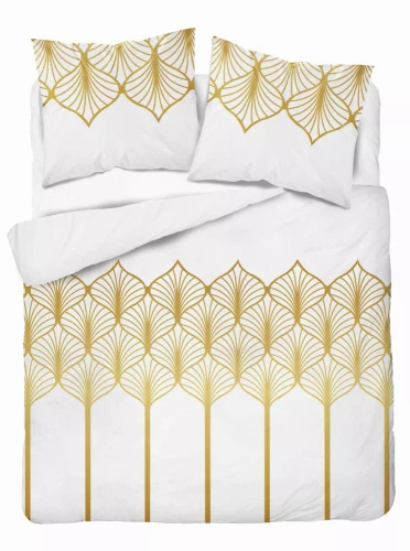 Pościel satynowa geometryczny motyw 5225 B Detexpol biały