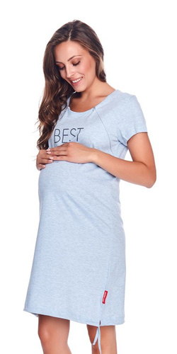 9081 Koszula nocna ciążowa i do karmienia Dobranocka - blue grey