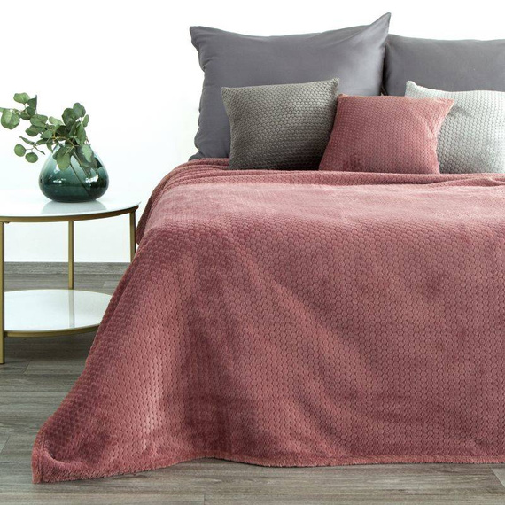 Narzuta z mikrofibry Zoe Eurofirany ciemny róż